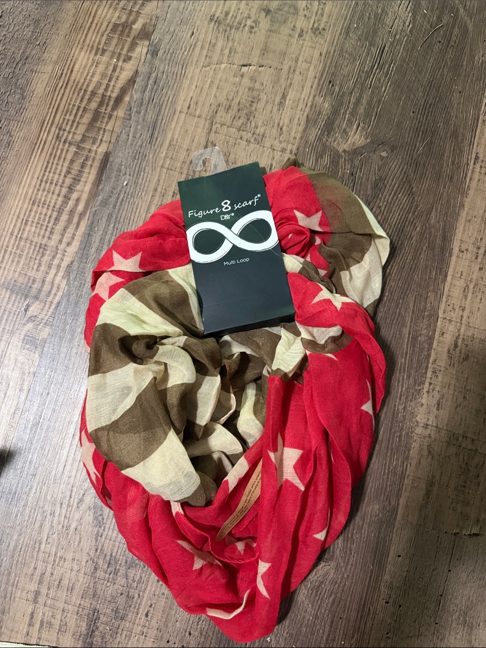D&Y Red and Brown Star Multi-Loop Scarf
